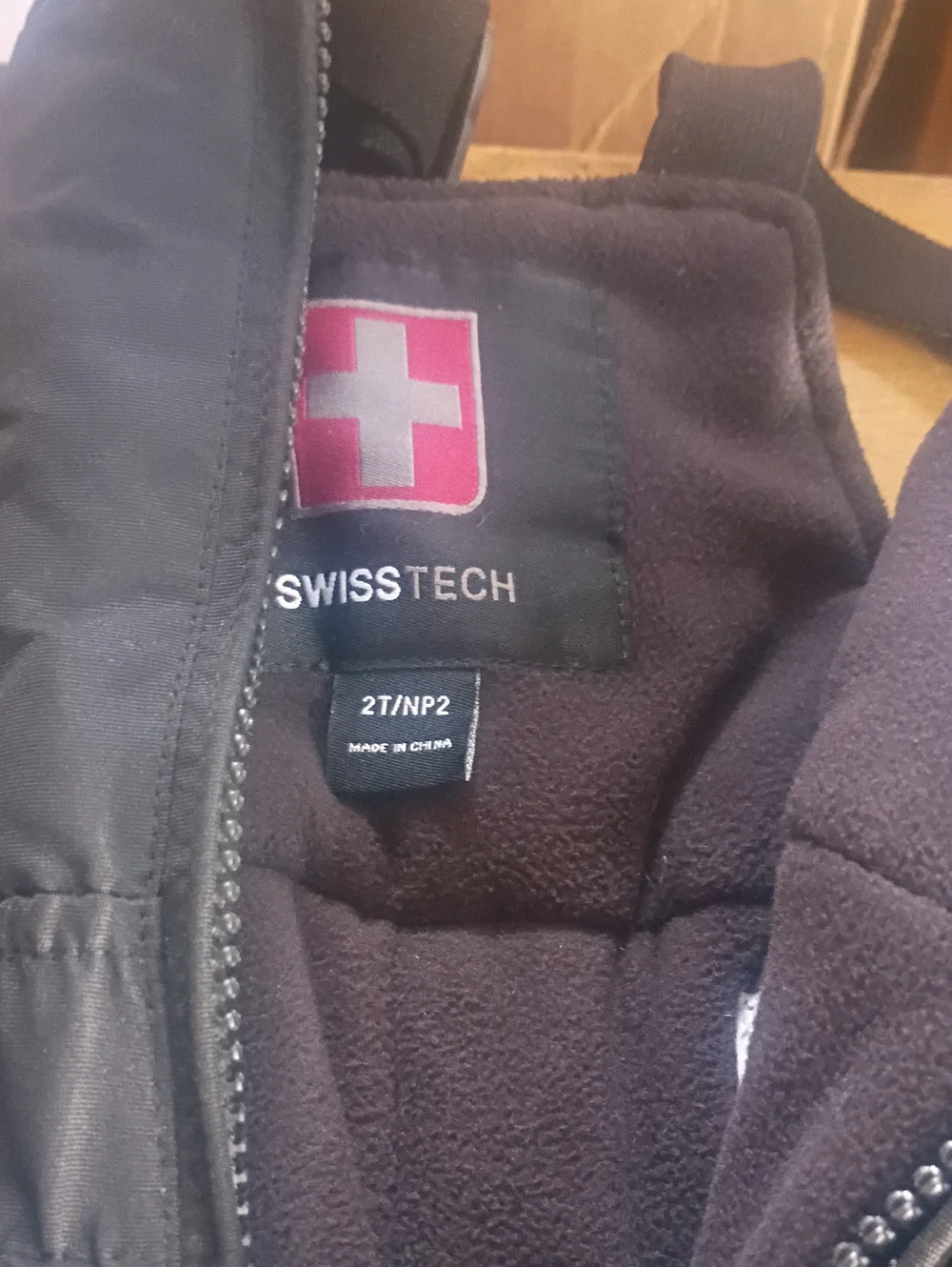 Swiss Tech Kids Black Fleece-Lined Puffer Jacket